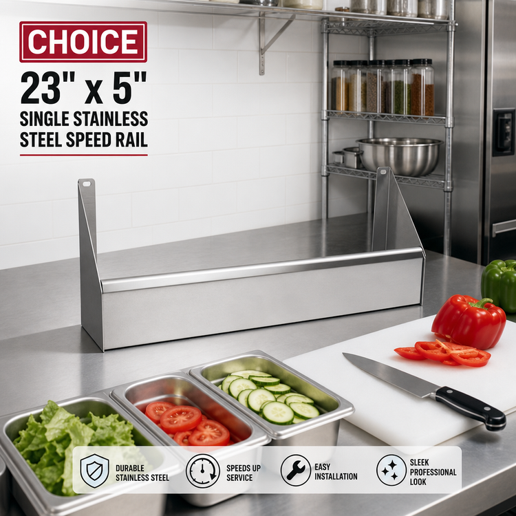 Product image #2 for CHOICE 23-Inch x 5-Inch Single Stainless Steel Speed Rail