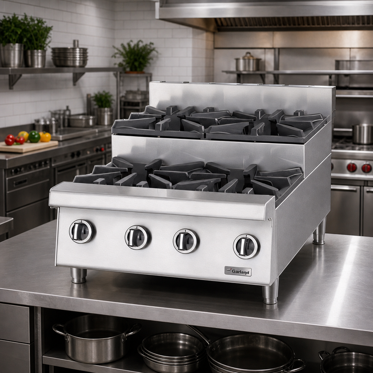 Product image #2 for Garland UTOG48-SU8 48-Inch Gas Countertop Step-Up Hotplate with 8 Burners