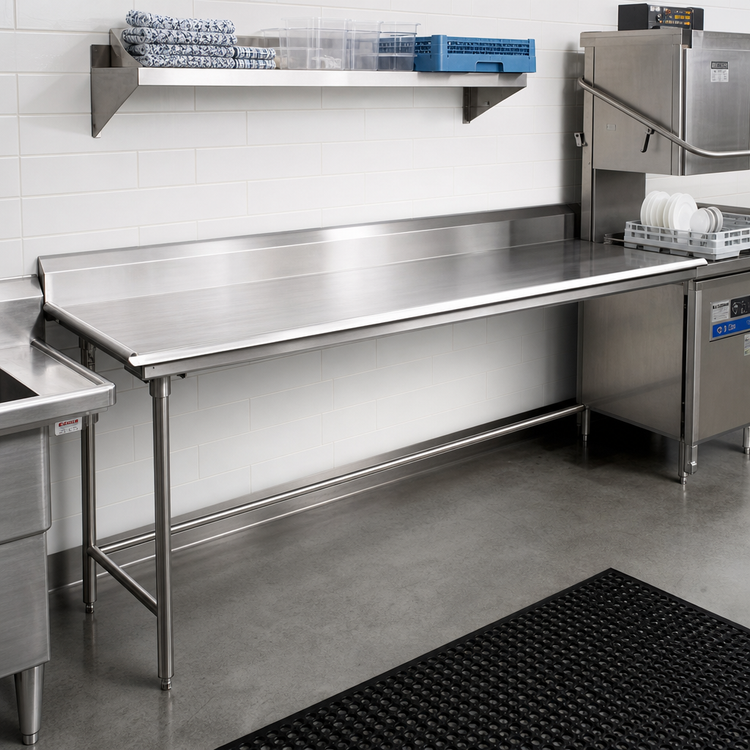 Product image #2 for Eagle Group Straight Clean Dishtable, 108-Inch W x 30-Inch D, Right-to-Left, 16 Gauge Stainless Steel Top