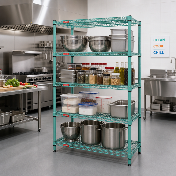 Product image #2 for EagleGard 4-Tier Starter Wire Shelving Unit, 72W x 18D x 74H, EAGLEgard Hybrid Epoxy Finish