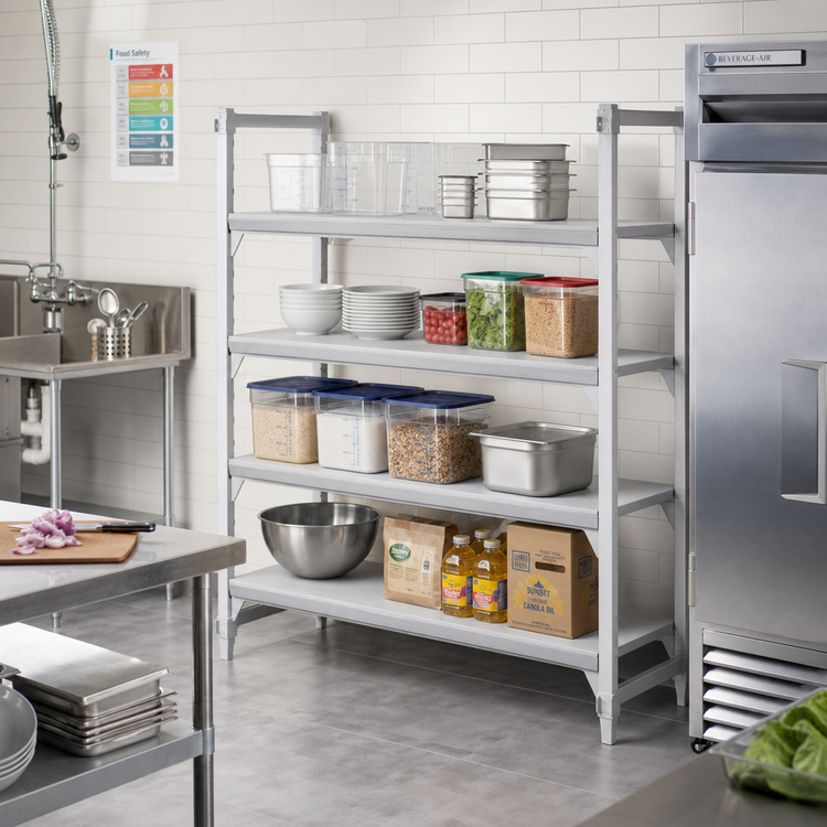 Product image #3 for Cambro Camshelving Premium 4-Shelf Solid Shelf Kit, 21 x 48 Inches, Speckled Gray