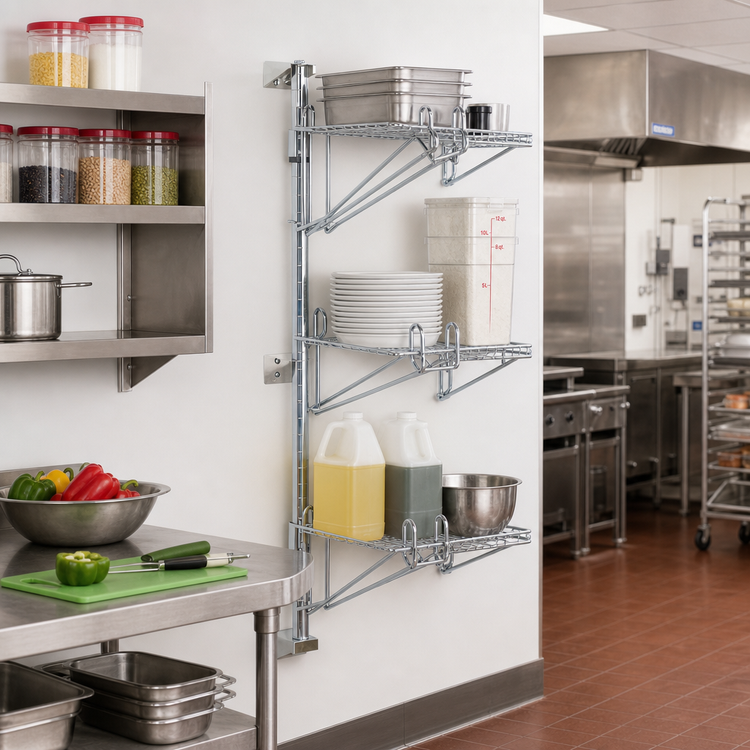 Product image #2 for Metro Super Erecta 18-Inch 3-Tier Chrome Plated Post-Type Wall Mount Shelf System, Mid Unit