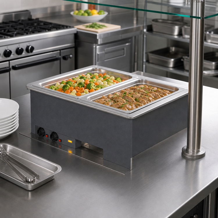 Product image #2 for Vollrath Two-Well Insulated Drop-In Electric Hot Food Well, Wet Operation, 12 x 20 Pan Size, 120V