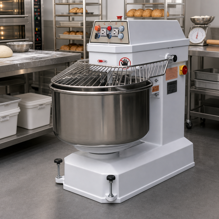 Product image #2 for BakeMax BMSM160 Heavy-Duty Floor Model Spiral Dough Mixer, 352 lb Capacity, 2-Speed, Fixed Bowl