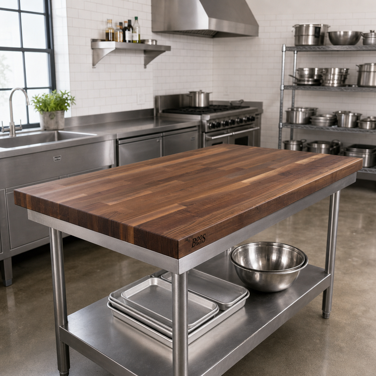 Product image #2 for Boos Block American Black Walnut Kitchen Countertop, Blended Edge Grain, 60 x 25 x 1-1/2 Inch, Varnique Finish