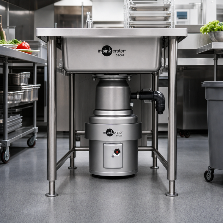 Product image #2 for InSinkErator SS-300 3 HP Large Capacity Commercial Food Waste Disposer Package with Trough Mount System