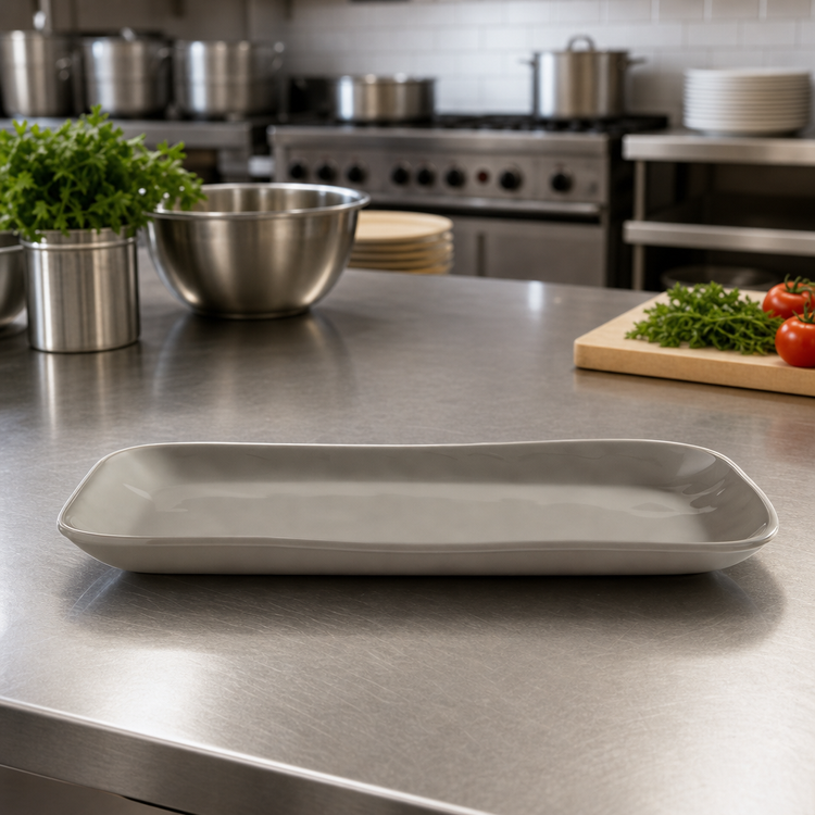 Product image #3 for American Metalcraft Crave Collection Shadow Gray Rectangular Melamine Platter, 12 x 7 1/8 x 1 Inch