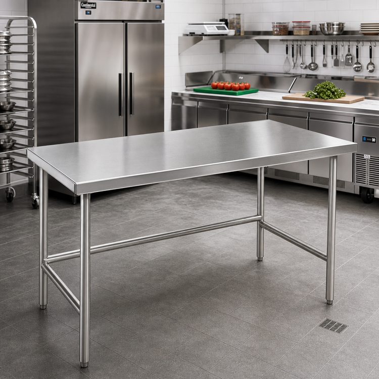Product image #2 for Advance Tabco 108 x 36-Inch 14 Gauge 304 Stainless Steel Open Base Work Table