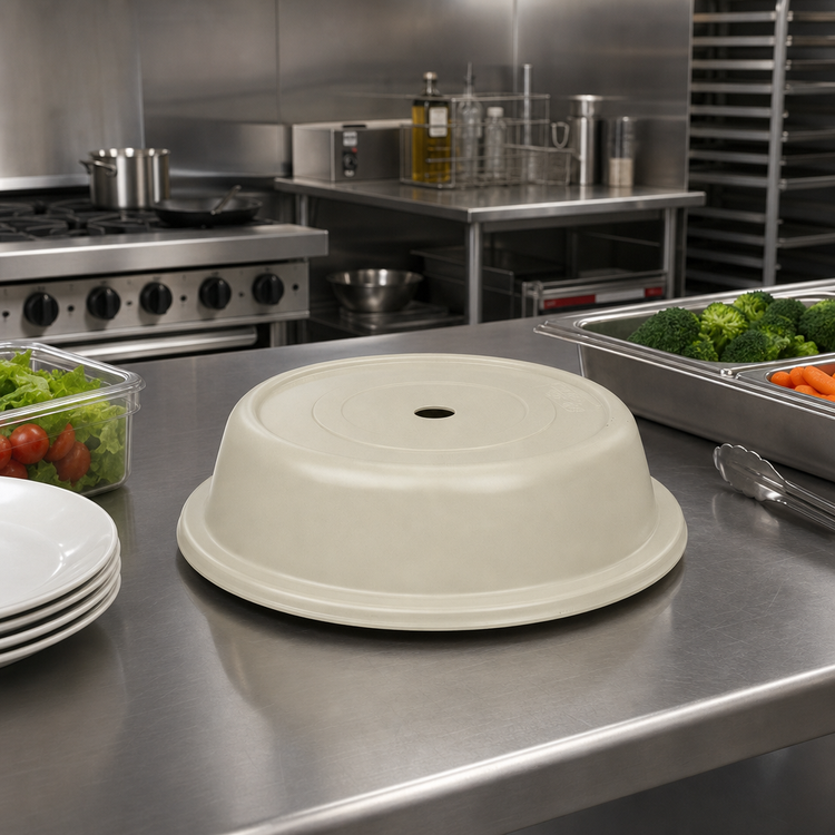 Product image #3 for Cambro Versa Camcover Round Fiberglass Plate Cover, 9-11/16 Inch Inside Diameter, Antique Parchment