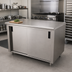 Thumbnail image #2 for Advance Tabco 60 Inch x 30 Inch Enclosed Work Table with Cabinet Base, Sliding Doors, and 14 Gauge 304 Stainless Steel Top