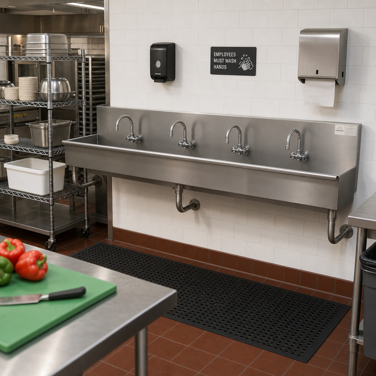 Product image #2 for Advance Tabco 4-Station Wall Mounted Multiwash Hand Sink, 96 Inch Wide, 16 Gauge 304 Stainless Steel