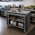 Thumbnail image #2 for Randell RANFG ST-7S 86-Inch Mobile Fiberglass Utility Worktop Serving Station with Open Storage