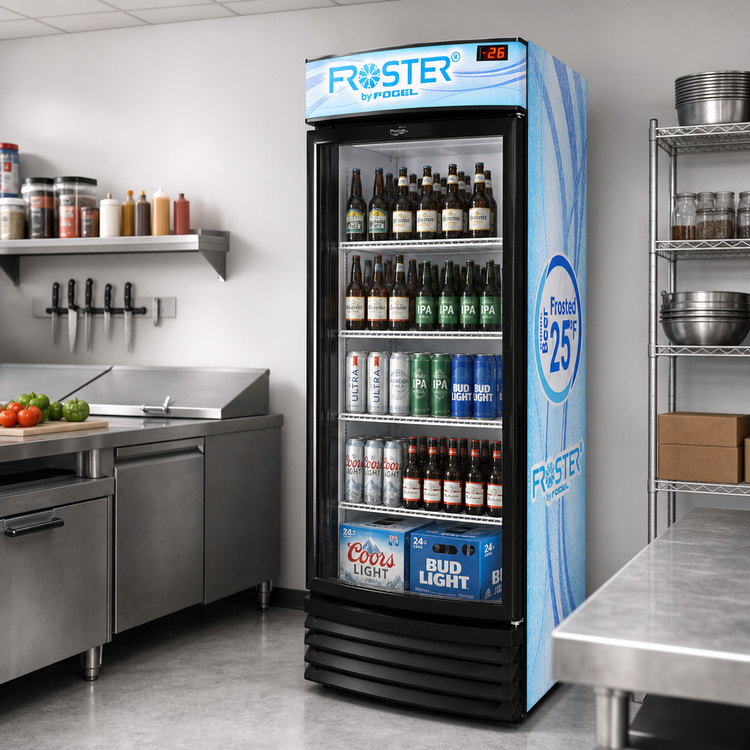 Product image #2 for Fogel Vertical Beer Froster Glass Door Merchandiser, 18 Cu. Ft., 1 Section, Bottom-Mount Self-Contained Refrigeration
