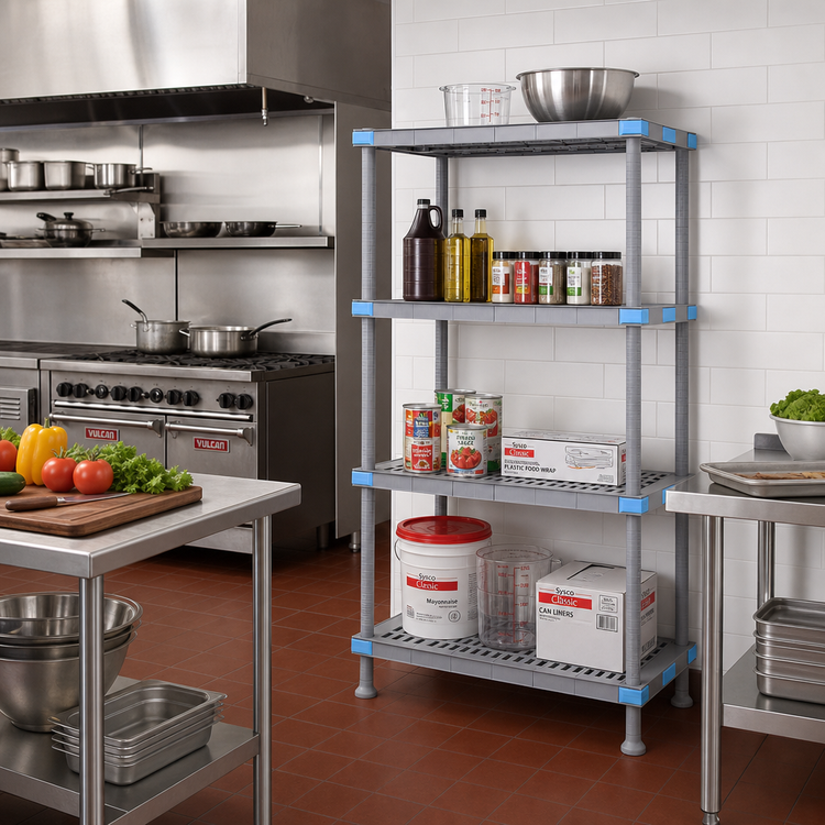 Product image #2 for Quantum Millenia 24-Inch Wide x 21-Inch Deep x 62-Inch High Polymer Starter Shelving Unit, Gray, 2,000 lb Capacity