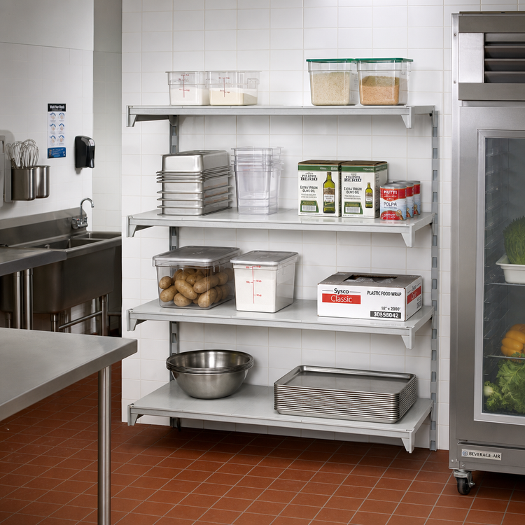 Product image #3 for Cambro Camshelving Premium 24" x 72" x 72" 4-Tier Solid Polymer Add-On Shelving Unit, Speckled Gray