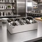 Thumbnail image #2 for Vollrath 99700 Stainless Steel 4-Compartment Rounded Cutlery Dispenser Bin Case of 6