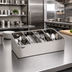 Thumbnail image #2 for Vollrath Stainless Steel 4-Compartment Rounded Cutlery Dispenser Bin