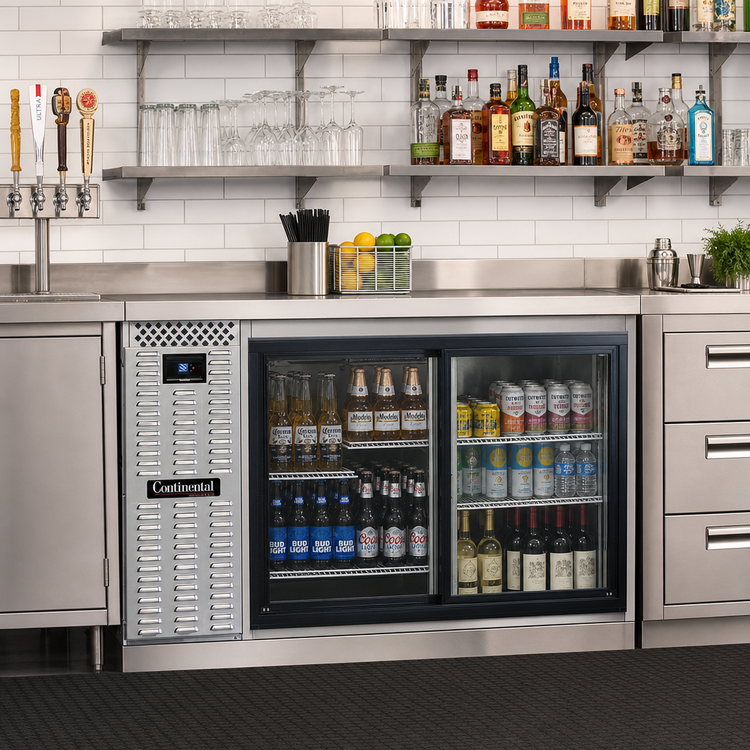 Product image #2 for Continental Refrigerator BB59SNSSSGD 59" Shallow Depth Back Bar Cooler with Sliding Glass Doors