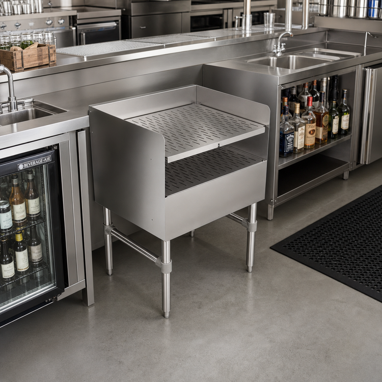 Product image #3 for John Boos Recessed Freestanding Underbar Drainboard with 3-Inch Backsplash, 18 x 21 Inches