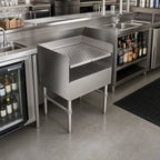 Thumbnail image #3 for John Boos UBDBR-2118-X Freestanding Recessed Underbar Drainboard, Open Base, Stainless Steel, Top Drain, 3-Inch Backsplash, 18 x 21 Inches