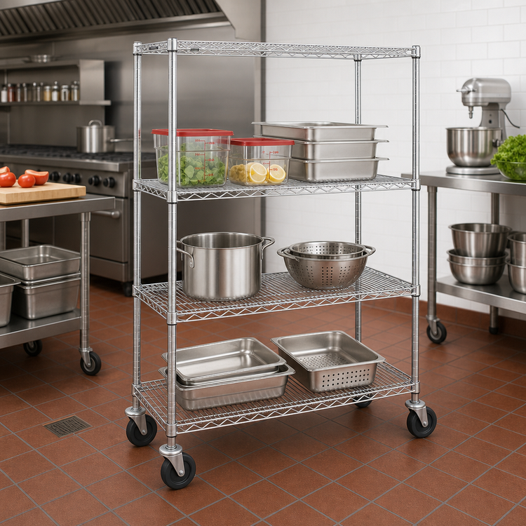 Product image #2 for Metro Super Erecta 60"W x 24"D x 69"H Wire Stem Caster Cart with 4 Shelves