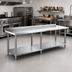 Thumbnail image #2 for Steel Works Stainless 84-Inch x 30-Inch Stainless Steel Worktable with 2-Inch Backsplash and Undershelf