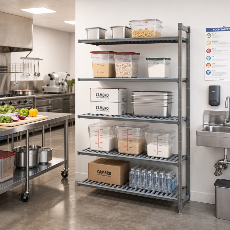 Product image #2 for Cambro Camshelving Basics Plus 24" x 54" x 84" 5-Tier Vented Add-On Polymer Shelving Unit