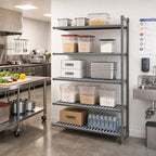 Thumbnail image #2 for Cambro Camshelving® Basics Plus CBA245484V5580 5-Tier Vented Add-On Polymer Shelving Unit, 24" x 54" x 84", Brushed Graphite
