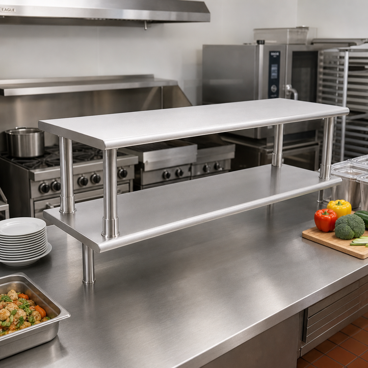 Product image #2 for Eagle 72-Inch x 18-Inch Stainless Steel Pass-Thru Shelf With Overshelf