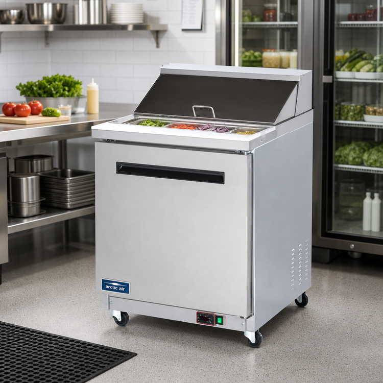 Product image #2 for Arctic Air AMT28R One-Section Mega-Top Sandwich/Salad Prep Table, 29-Inch, 6.5 Cu. Ft., Rear-Mounted Refrigeration