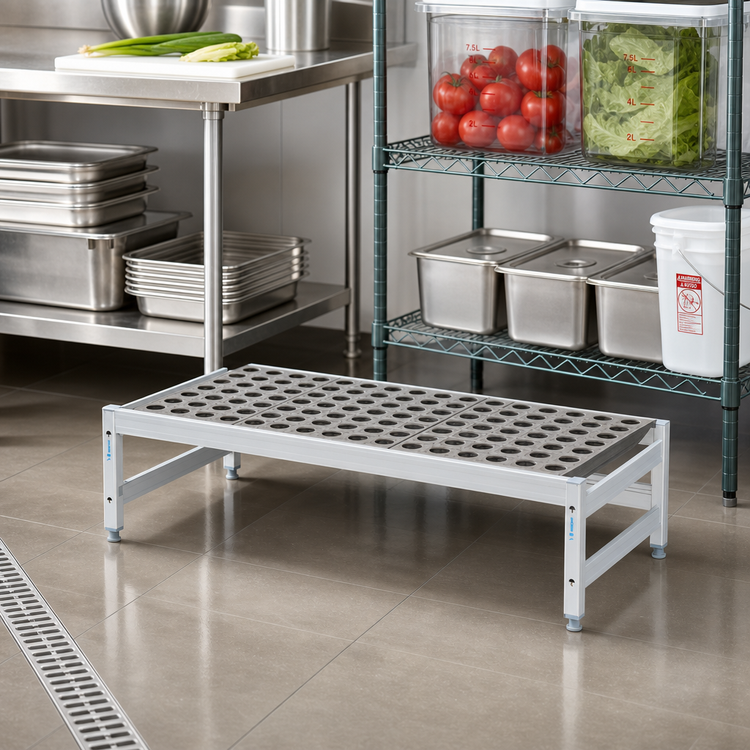 Product image #2 for Fermostock 38-Inch W x 14-Inch D x 12-Inch H Aluminum Dunnage Rack with Adjustable Composite Feet