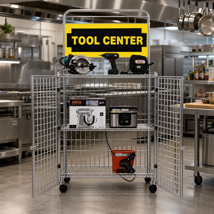 Product image #2 for Eagle Group Secure Mobile Display Merchandiser with Chrome-Plated Wire Shelves and Mylar Inlay, 36 x 14 x 40 Inches