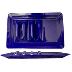 Thumbnail image #1 for International Tableware TACO14-CB Ceramic Taco Plate, 14-1/8 x 9-1/8 in, Rectangular, Multi-Compartment, Cobalt Blue