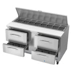 Thumbnail image #2 for Victory Refrigeration UltraSpec™ VSPD60HC-16-4 Two-Section Sandwich Prep Table, 60"W, 4 Drawers, 16-Pan Top, Self-Contained Refrigeration