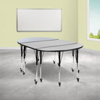 Thumbnail image #2 for Flash Furniture Emmy XU-GRP-A3048CON-48-GY-T-A-CAS-GG 3-Piece Adjustable Activity Table Set, Gray Laminate Top, Oval Wave