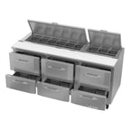 Thumbnail image #2 for Victory Refrigeration UltraSpec™ VSPD72HC-18-6 Three-Section Refrigerated Sandwich Prep Table, 6 Drawers, 72"W, Self-Contained