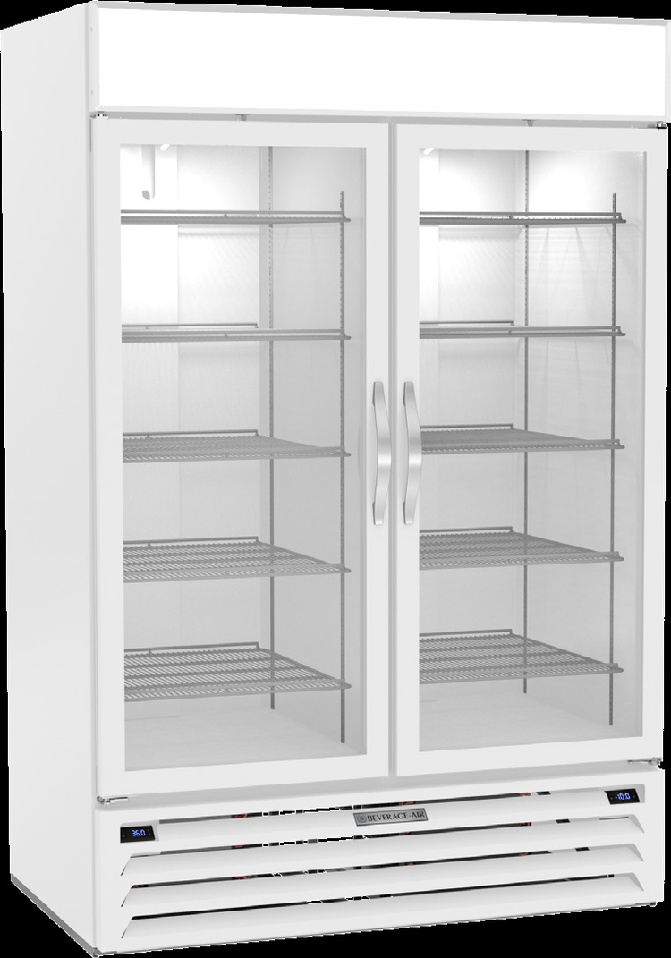 Product image #5 for Beverage Air MarketMax Dual-Temp Two-Section Reach-In Glass Door Merchandiser Refrigerator/Freezer