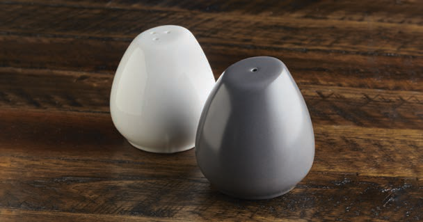 Product image #2 for American Metalcraft Porcelain Salt and Pepper Shaker Set, 2 oz., White/Grey