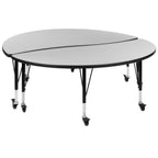 Thumbnail image #1 for Flash Furniture Emmy XU-GRP-A60-HCIRC-GY-T-P-CAS-GG 2-Piece Round Activity Table Set, 60" Diameter, Adjustable Height, Gray Laminate