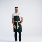 Thumbnail image #1 for Chef Works ABN07-HUN-0 Bib Apron, Hunter Green, Poly/Cotton, 2 Pockets, Adjustable Buckle Neck, 31.5"L x 32.5"W