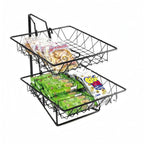 Thumbnail image #1 for Cal-Mil 1293-2 2-Tier Display Rack with Two 12" Square Wire Baskets, Black Powder-Coated Wire, 12"W x 15"D x 15"H