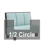 Thumbnail image #1 for ATSMFG ATS AT&S-AHC-K36-3CH GR5/COM Single Half-Circle Booth, Upholstered, 3-Channel Back, 48" W x 90" D x 36" H