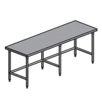 Thumbnail image #1 for Pacific Stainless Products WKT6036IO Stainless Steel Work Table, 60"W x 36"D, Flat Top, Open Base, 16-Gauge 304 Top