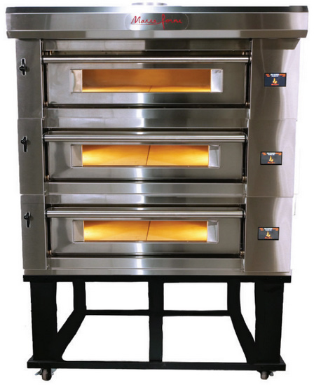Product image #6 for Marra Forni ELST37-36/3 Three-Deck Stackable Electric Deck Oven with 37 x 36-3/8 Inch MarraStone Hearth and Touchscreen Control