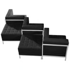 Thumbnail image #1 for Flash Furniture Hercules - Imagination ZB-IMAG-SET5-GG Modular Black LeatherSoft Chair & Ottoman Set, 3 Right Corner Chairs, 2 Ottomans