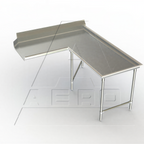 Thumbnail image #1 for AERO Manufacturing 3CDI-R-84 Left-to-Right Clean Dish Table, 60" Machine-to-Corner x 84" Corner-to-End, 16-Gauge 304 Stainless Steel, 7"H Backsplash