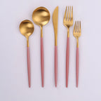 Thumbnail image #1 for Kadra Kitchenware Vikko Dine VF-10-VPG-SET-W 20-Piece Flatware Set, Service for 4, Brushed Pink & Gold, 18/10 Stainless Steel