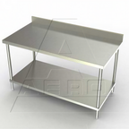 Thumbnail image #1 for AERO Manufacturing 2TSB-2436 Stainless Steel Work Table, 36"W x 24"D, 4" Backsplash, Adjustable Undershelf