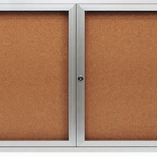 Thumbnail image #1 for AARCO Products DCC3672RI Enclosed Illuminated Bulletin Board, Aluminum Frame, 2 Swing Doors, Cork Back, 72"W x 36"H