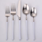 Thumbnail image #1 for Kadra Kitchenware Vikko Dine VF-30-IWS-SET 20-Piece 18/10 Stainless Steel Flatware Set, Service for 4, Two-Tone Brushed White & Silver Case of 6